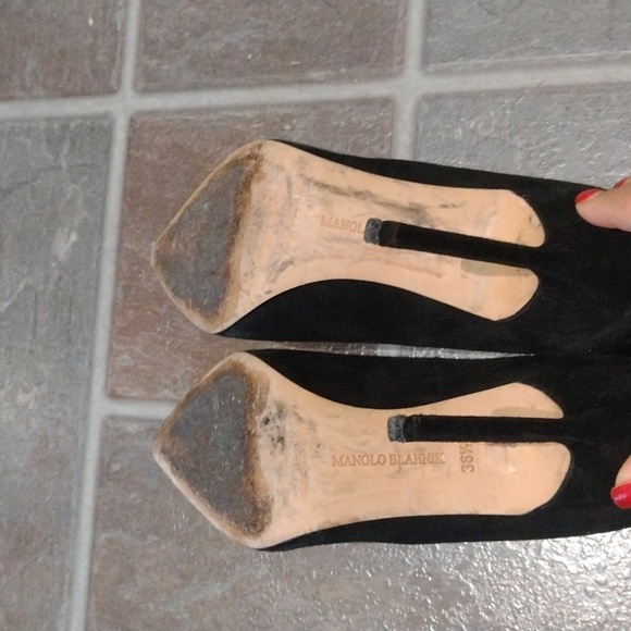 Manolo blahnik BB 105 black suede pump heel classic pump size 36.5 - Picture 7 of 12